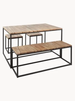 Set de muebles de jardín de madera de robinia Alois, 4 pzas.
