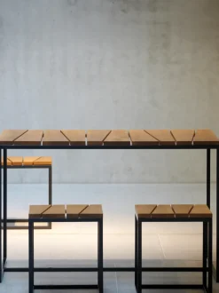 Set de muebles de jardín de madera de robinia Alois, 4 pzas.