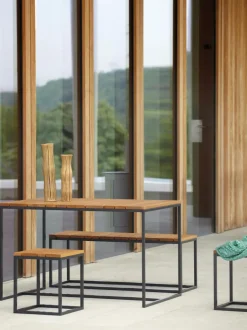 Set de muebles de jardín de madera de robinia Alois, 4 pzas.