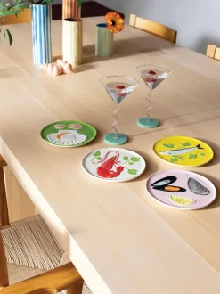 Set de platos de dolomita pintado a mano De La Mer, 4 uds.