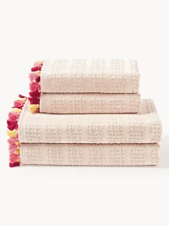Set de toallas de terciopelo con flecos Tallulah, tamaños diferentes