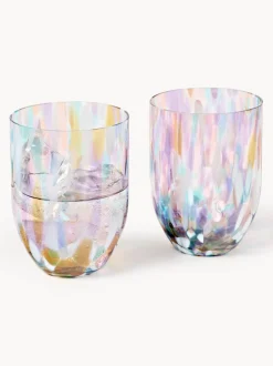 Set de vasos de agua pequeños artesanales Splash, 6 uds.