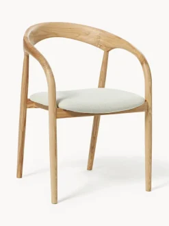 Silla con reposabrazos de madera de fresno y asiento tapizado Camille
