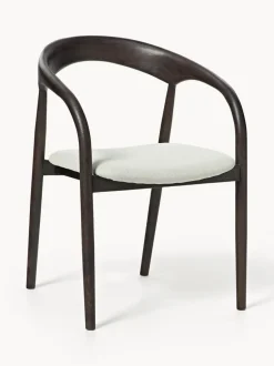 Silla con reposabrazos de madera de fresno y asiento tapizado Camille