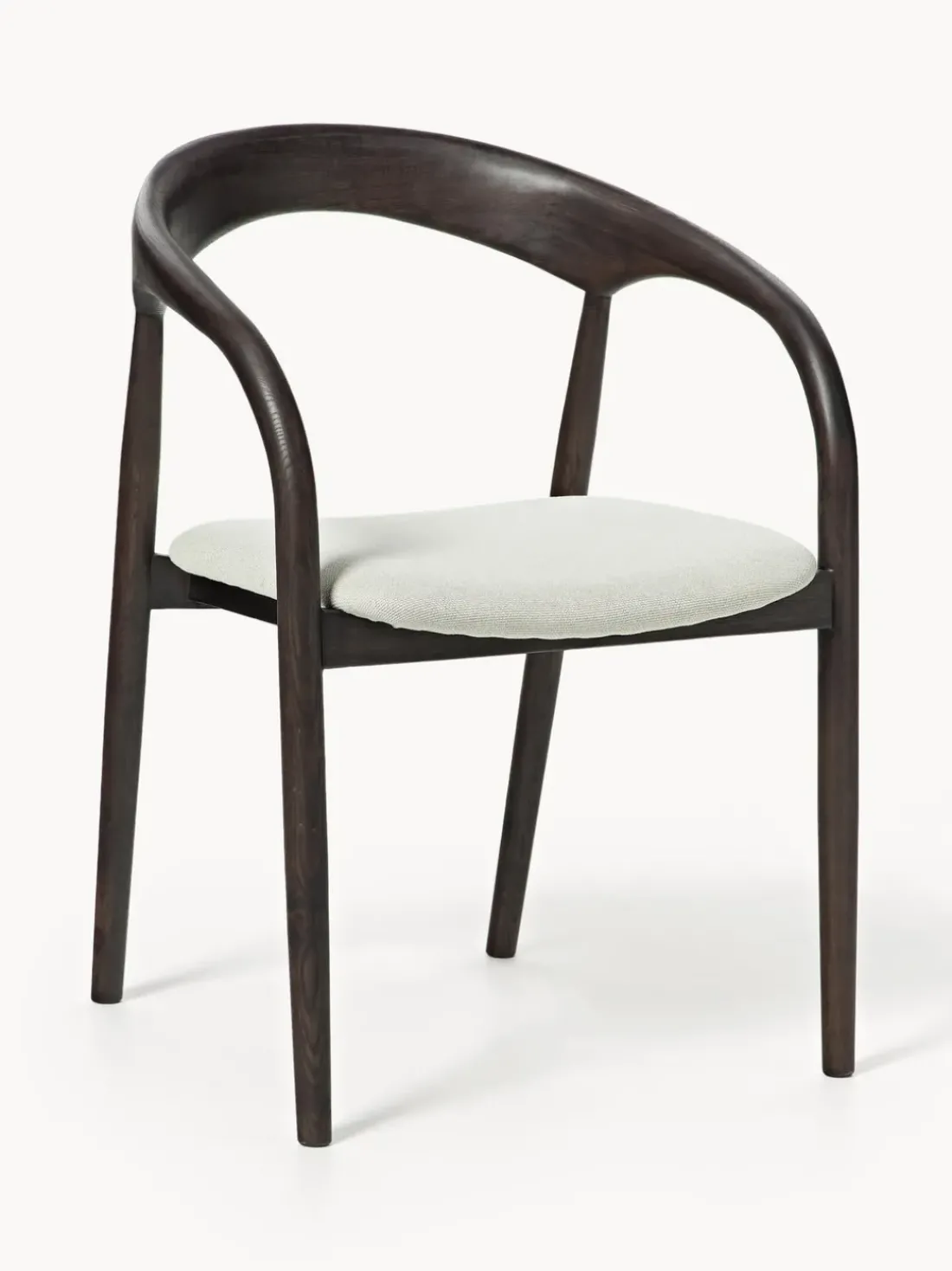 Silla con reposabrazos de madera de fresno y asiento tapizado Camille