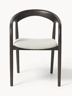 Silla con reposabrazos de madera de fresno y asiento tapizado Camille