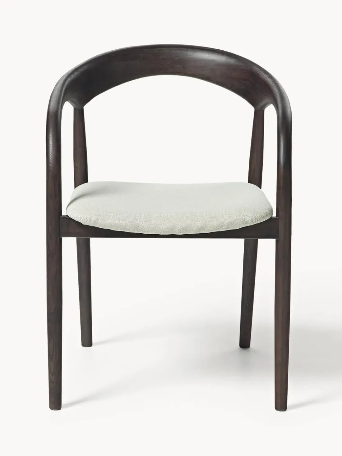 Silla con reposabrazos de madera de fresno y asiento tapizado Camille