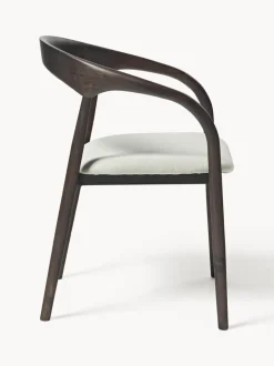 Silla con reposabrazos de madera de fresno y asiento tapizado Camille