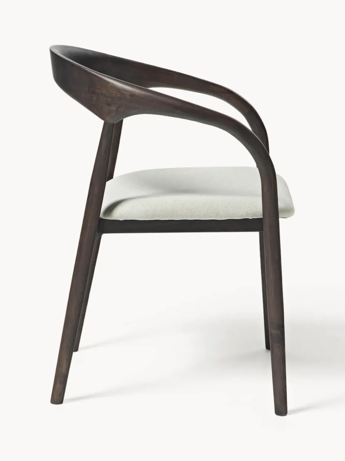 Silla con reposabrazos de madera de fresno y asiento tapizado Camille