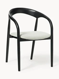 Silla con reposabrazos de madera de fresno y asiento tapizado Camille