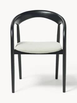 Silla con reposabrazos de madera de fresno y asiento tapizado Camille