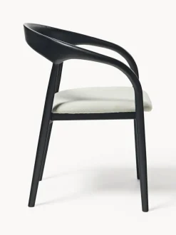 Silla con reposabrazos de madera de fresno y asiento tapizado Camille