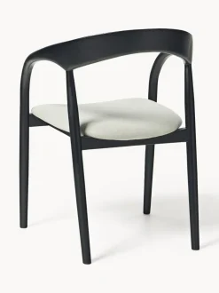 Silla con reposabrazos de madera de fresno y asiento tapizado Camille
