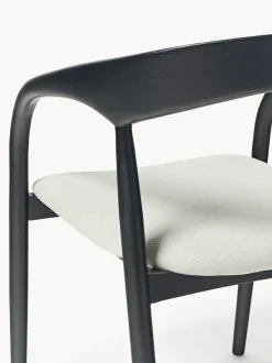 Silla con reposabrazos de madera de fresno y asiento tapizado Camille