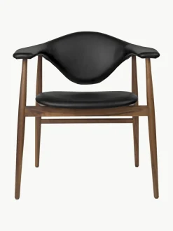 Silla con reposabrazos de madera de nogal Masculo