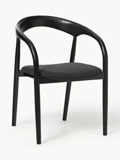 Silla con reposabrazos de madera de fresno y asiento tapizado Camille