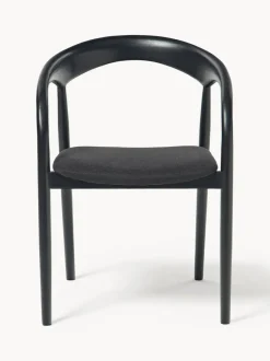 Silla con reposabrazos de madera de fresno y asiento tapizado Camille