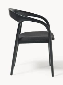 Silla con reposabrazos de madera de fresno y asiento tapizado Camille