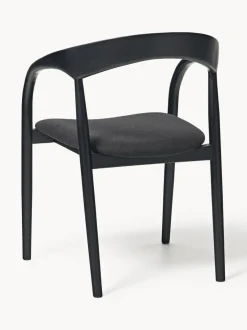 Silla con reposabrazos de madera de fresno y asiento tapizado Camille