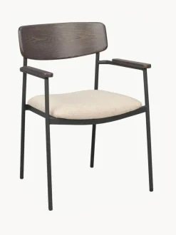 Silla con reposabrazos de madera de roble Maymont, 2 uds.