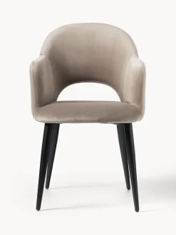 Silla con reposabrazos de terciopelo Rachel