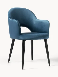 Silla con reposabrazos de terciopelo Rachel