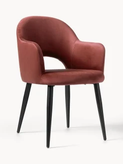 Silla con reposabrazos de terciopelo Rachel