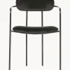 Silla con reposabrazos de terciopelo y metal Elvy