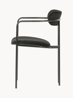 Silla con reposabrazos de terciopelo y metal Elvy