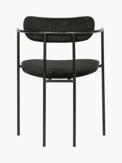 Silla con reposabrazos de terciopelo y metal Elvy