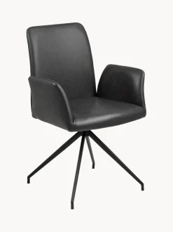 Silla con reposabrazos giratoria de cuero sintético Naya