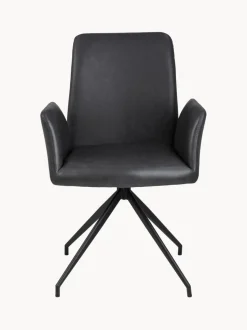 Silla con reposabrazos giratoria de cuero sintético Naya