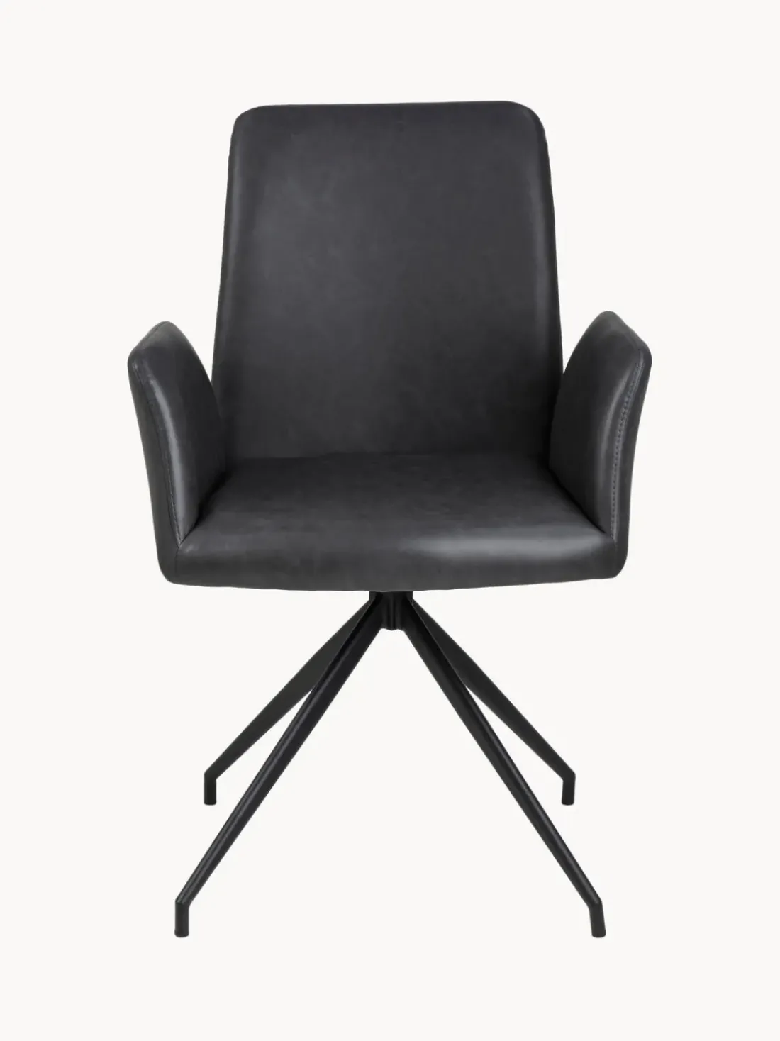 Silla con reposabrazos giratoria de cuero sintético Naya