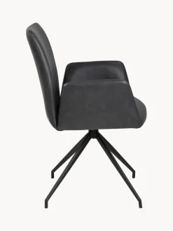 Silla con reposabrazos giratoria de cuero sintético Naya