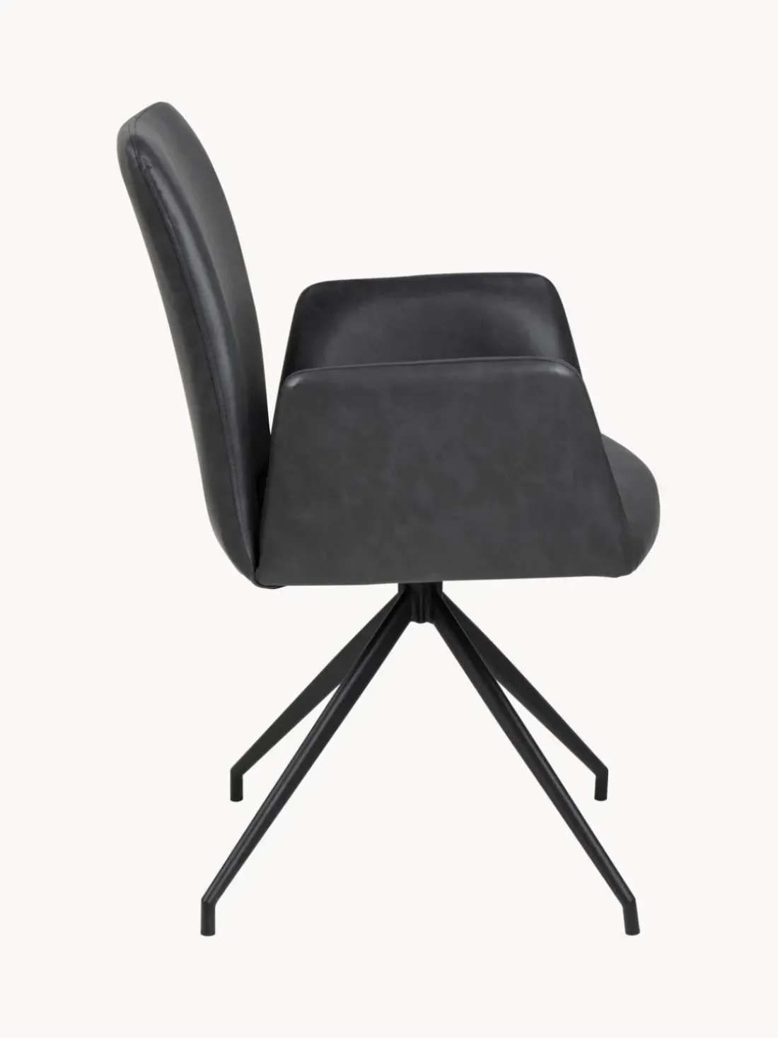 Silla con reposabrazos giratoria de cuero sintético Naya