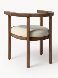 Silla con reposabrazos para exterior de madera de acacia Matheus, con cojín