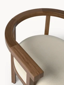 Silla con reposabrazos para exterior de madera de acacia Matheus, con cojín