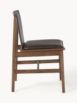 Silla de comedor de madera de fresno con asiento de cuero Hayo