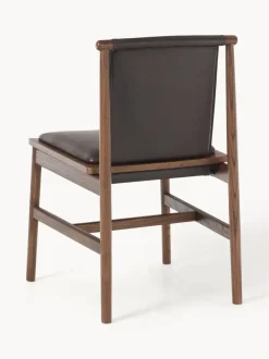 Silla de comedor de madera de fresno con asiento de cuero Hayo