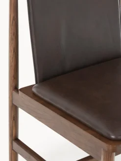 Silla de comedor de madera de fresno con asiento de cuero Hayo