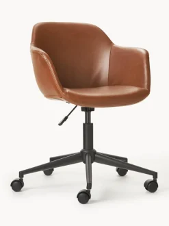 Silla de escritorio con asiento estrecho de cuero sintético Fiji