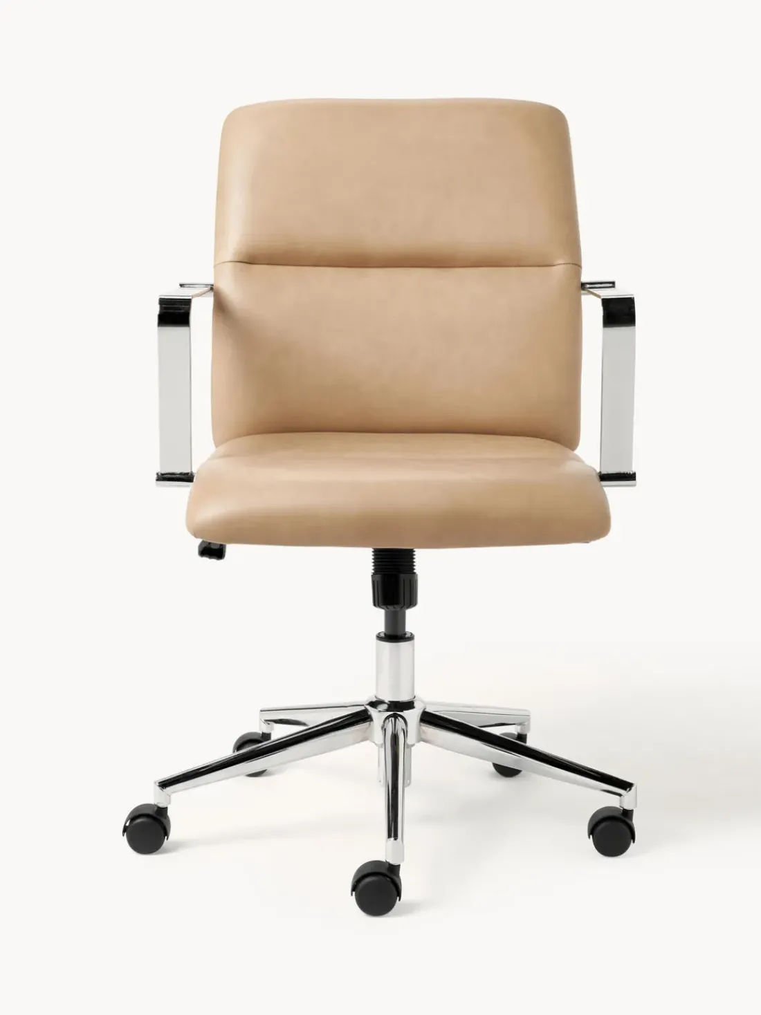 Silla de escritorio de cuero sintético con reposabrazos Reto, altura regulable