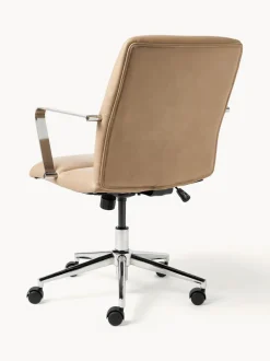 Silla de escritorio de cuero sintético con reposabrazos Reto, altura regulable