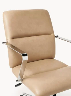 Silla de escritorio de cuero sintético con reposabrazos Reto, altura regulable