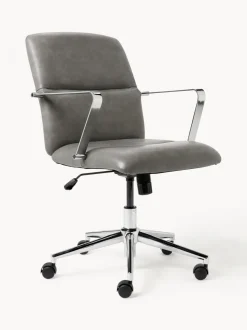 Silla de escritorio de cuero sintético con reposabrazos Reto, altura regulable