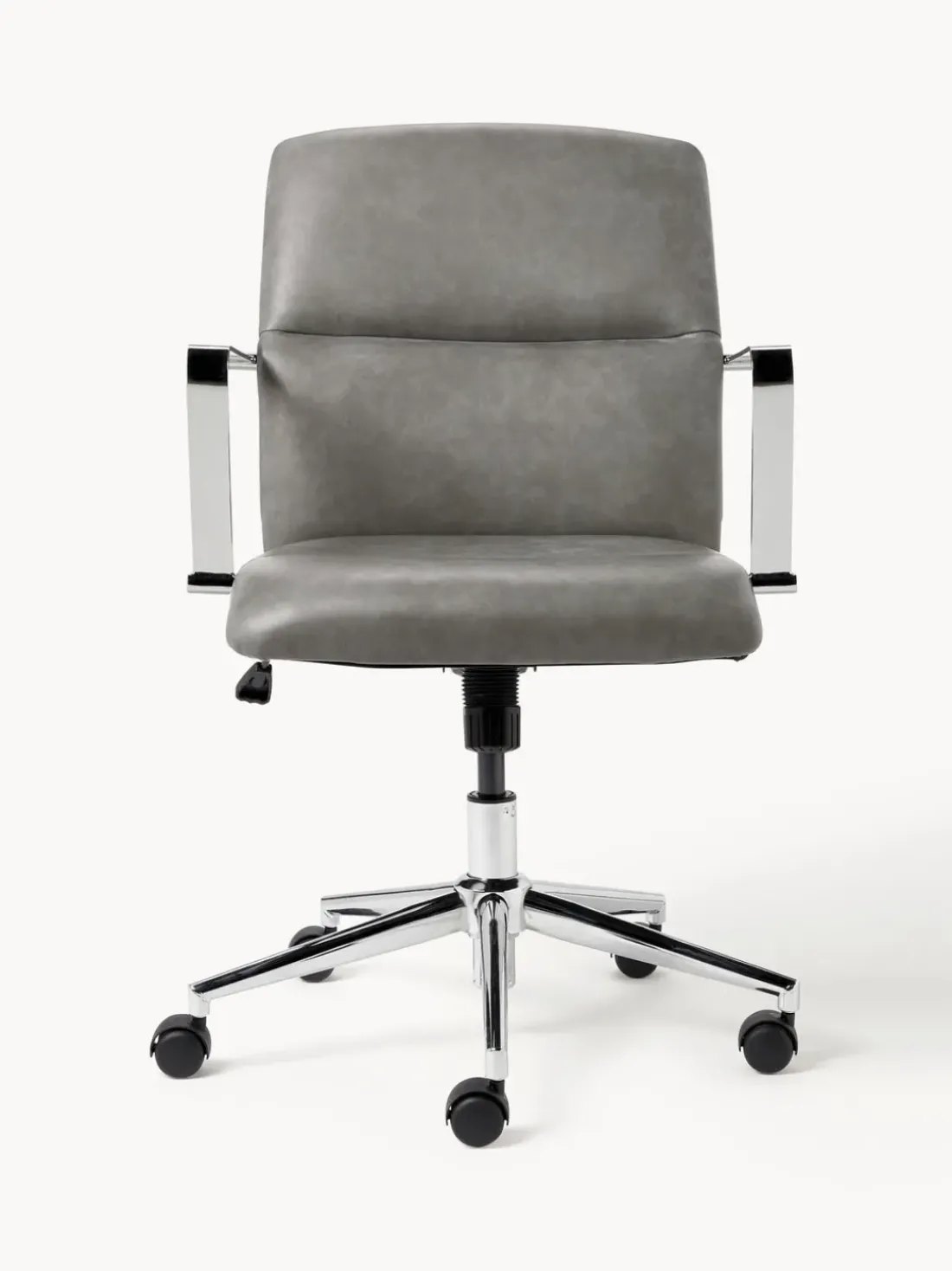 Silla de escritorio de cuero sintético con reposabrazos Reto, altura regulable
