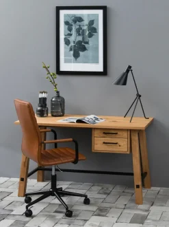 Silla de escritorio de cuero sintético Winslow, altura regulable