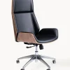 Silla de escritorio de cuero sintético Rouven, altura regulable