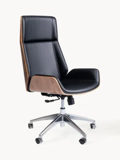 Silla de escritorio de cuero sintético Rouven, altura regulable