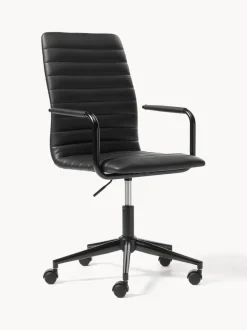 Silla de escritorio de cuero sintético Winslow, ajustable en altura